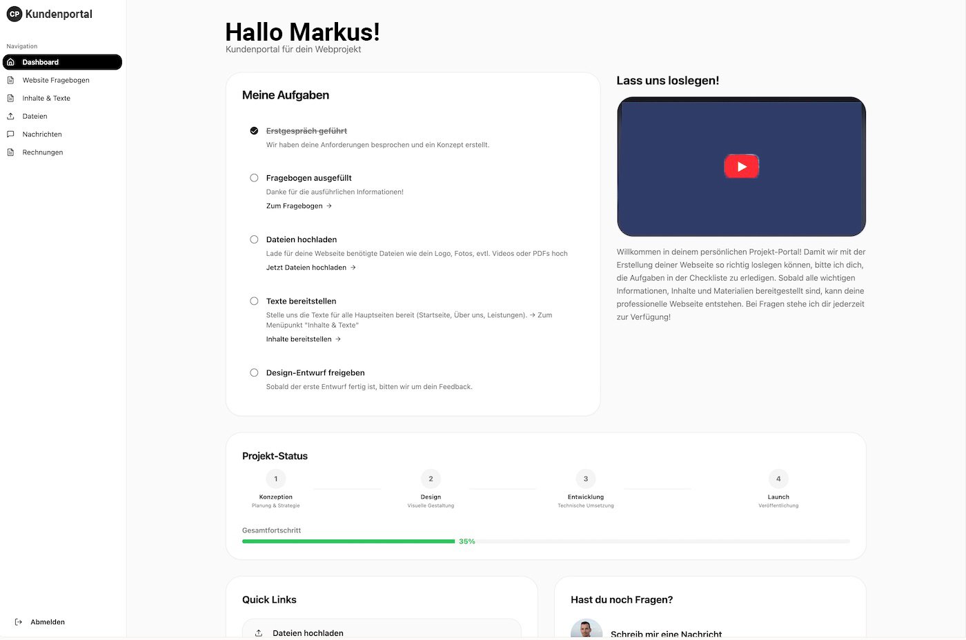 easycliento screenshot Kundenportal Onboarding